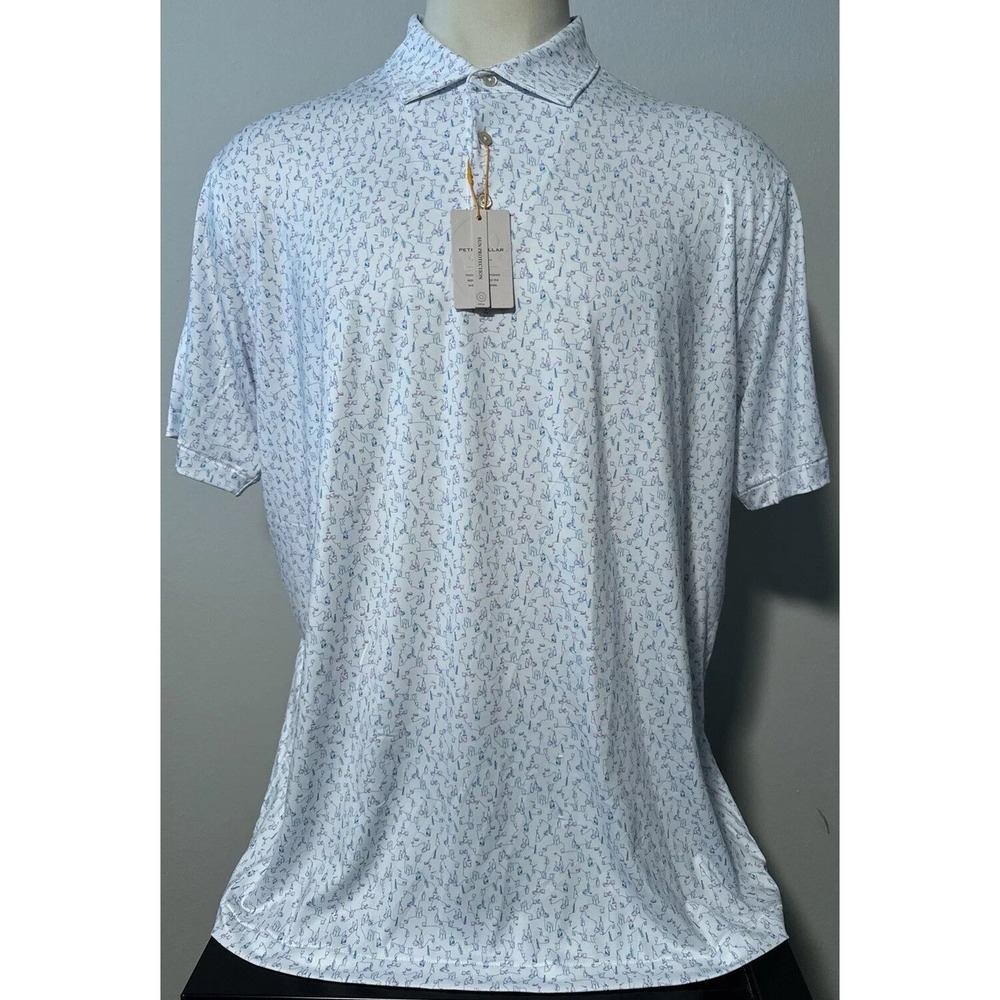 NEW Peter Millar Summer Comfort Men's Size XL White Spirit Guide Golf Polo Shirt